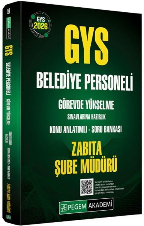 Pegem Yayınları 2026 GYS Zabıta Şube Müdürü Belediye Personeli Hazırlık Konu Anlatımlı Soru Bankası