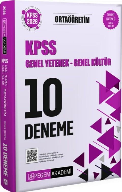 Pegem Yayınları 2026 KPSS Genel Yetenek Genel Kültür Ortaöğretim Tamamı Çözümlü 10 Deneme