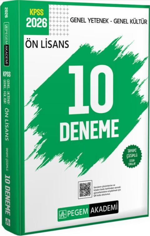 Pegem Yayınları 2026 KPSS Genel Yetenek Genel Kültür Ön Lisans Tamamı Çözümlü 10 Deneme