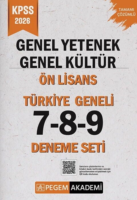 Pegem Yayınları 2026 KPSS Genel Yetenek Genel Kültür Ön Lisans Türkiye Geneli 7-8-9 Deneme Seti