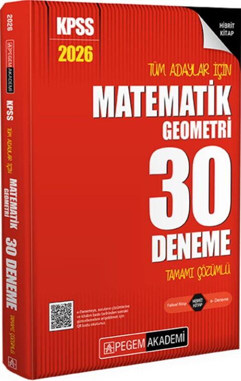 Pegem Yayınları 2026 KPSS Tüm Adaylar İçin Matematik Geometri 30 Deneme Tamamı Çözümlü
