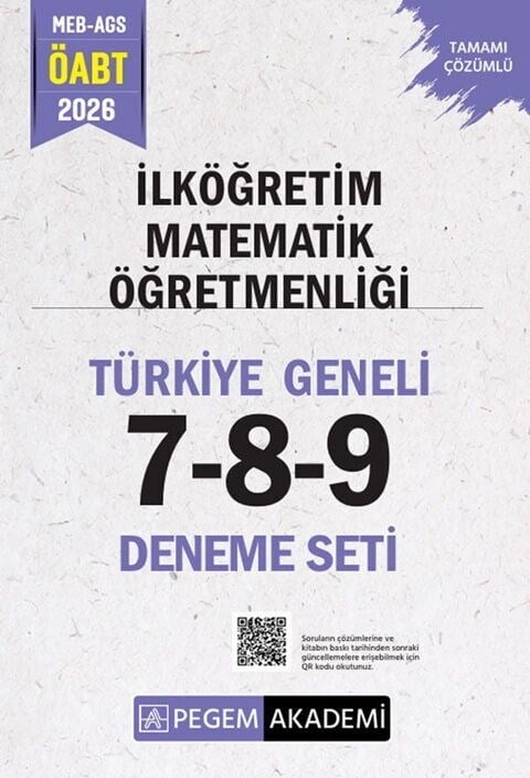 Pegem Yayınları 2026 MEB AGS ÖABT İlköğretim Matematik Öğretmenliği Türkiye Geneli 7-8-9 Deneme Seti