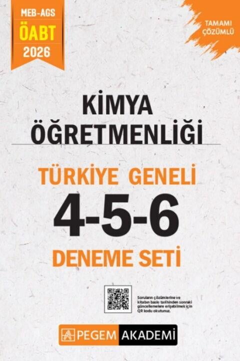 Pegem Yayınları 2026 MEB AGS ÖABT Kimya Öğretmenliği Tamamı Çözümlü Türkiye Geneli 4-5-6 Deneme Seti