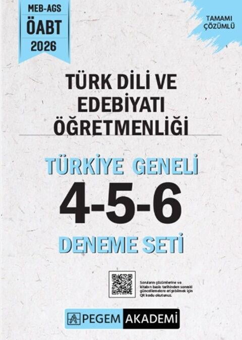 Pegem Yayınları 2026 MEB AGS ÖABT Türk Dili ve Edebiyatı Öğretmenliği Tamamı Çözümlü Türkiye Geneli 4-5-6 Deneme Seti