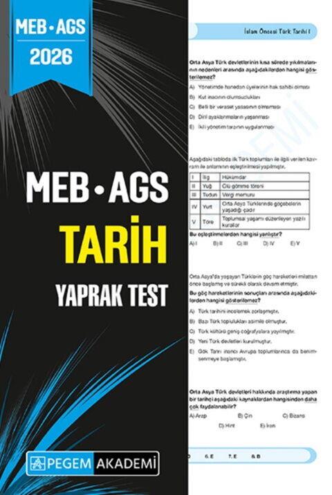 Pegem Yayınları 2026 MEB AGS Tarih Yaprak Test