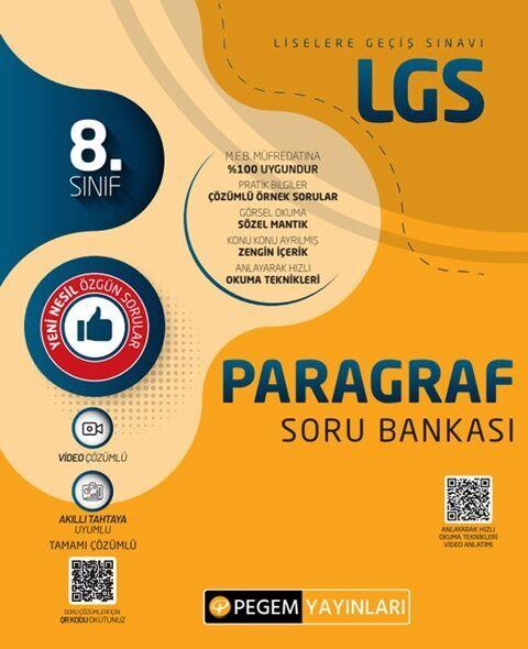Pegem Yayınları 8. Sınıf LGS Paragraf Soru Bankası