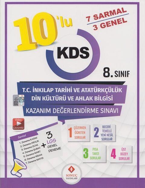 Sonuç Yayınları 8. Sınıf T.C. İnkılap Tarihi ve Atatürkçülük Din Kültürü ve Ahlak Bilgisi 10 lu Kazanım Değerlendirme Sınavı
