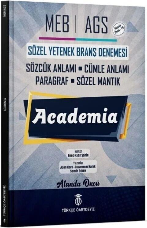 Türkçe ÖABTDEYİZ MEB AGS Sözel Yetenek Academia Branş Denemeleri