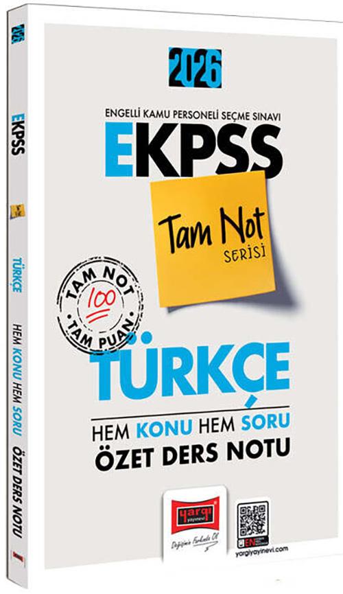 Yargı 2026 EKPSS Tam Not Serisi Türkçe Hem Konu Hem Soru Özet Ders Notu
