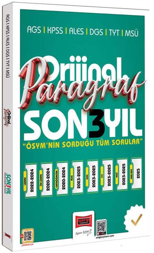 Yargı 2026 KPSS AGS ALES DGS TYT MSÜ Orijinal Paragraf Son 3 Yıl Çıkmış Sorular