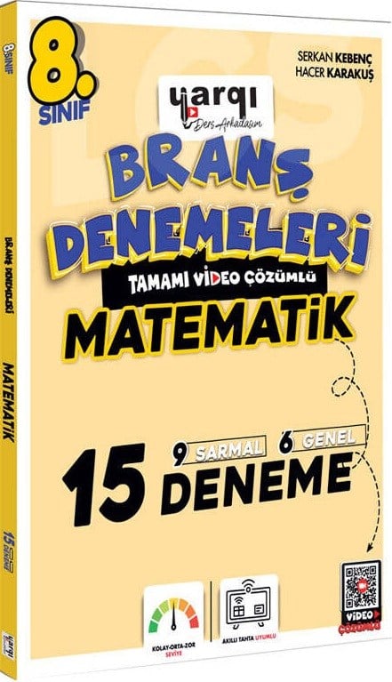 Yargı Ders Arkadaşım 8. Sınıf Tamamı Video Çözümlü Matematik 15 Branş Denemeleri