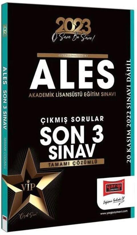 Yargı Yayınları 2023 ALES VIP Çıkmış Sorular Son 3 Sınav