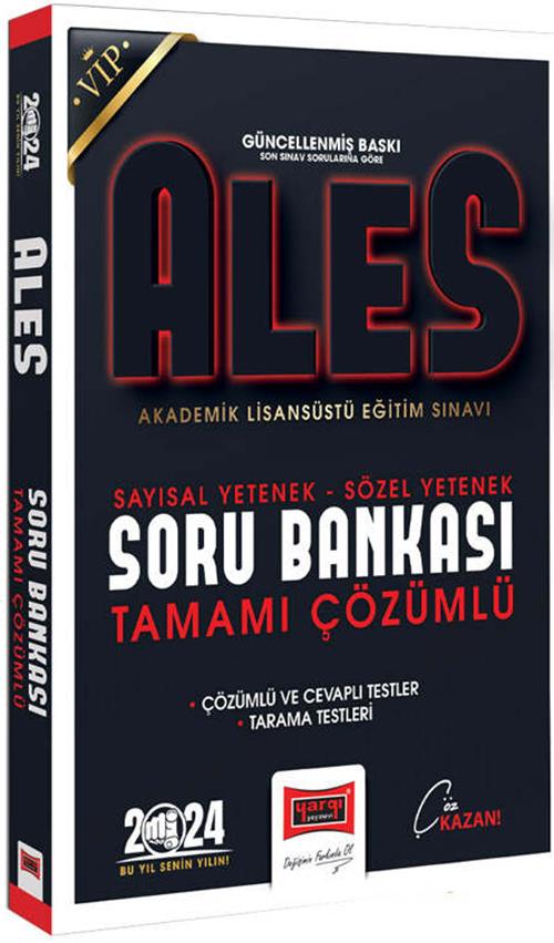 Yargı Yayınları 2024 ALES Vip Sayısal-Sözel Yetenek Tamamı Çözümlü Soru Bankası