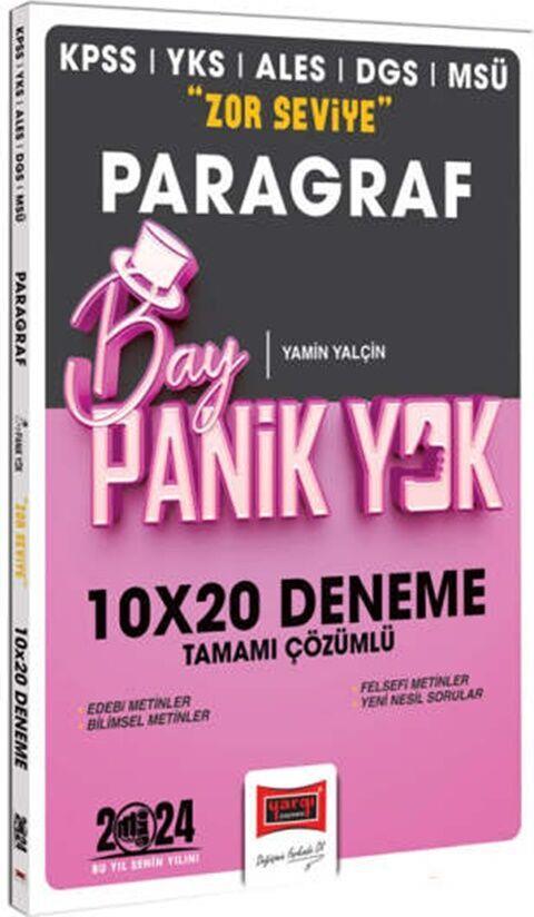 Yargı Yayınları 2024 KPSS YKS MSÜ Bay Panik Yok Paragraf Zor Seviye 10 x 20 Tamamı Çözümlü Deneme