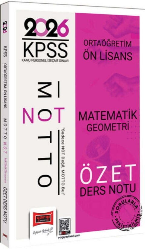Yargı Yayınları 2026 KPSS Ortaöğretim Ön Lisans Motto Serisi Matematik-Geometri Özet Ders Notu