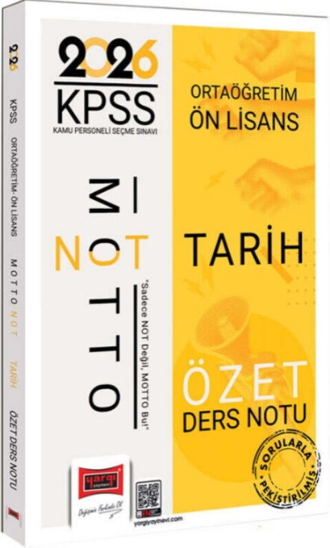 Yargı Yayınları 2026 KPSS Ortaöğretim Ön Lisans Motto Serisi Tarih Özet Ders Notu