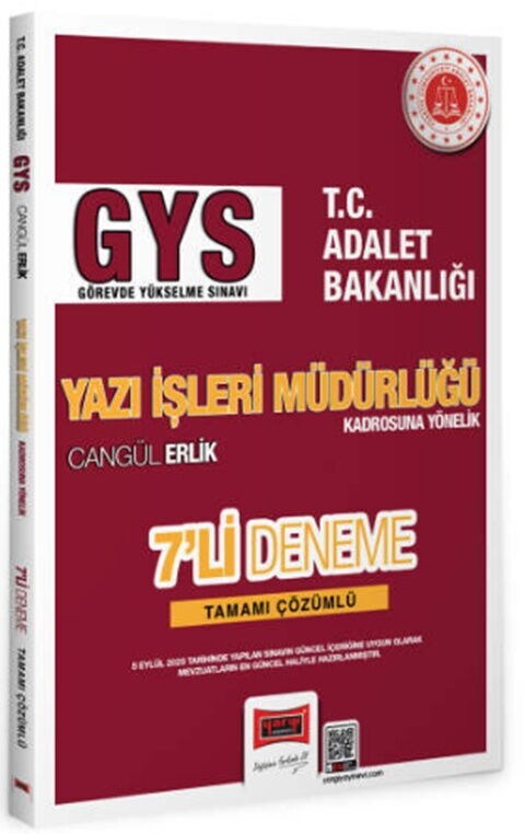 Yargı Yayınları 2027 GYS T.C. Adalet Bakanlığı Yazı İşleri Müdürlüğü Kadrosuna Yönelik Tamamı Çözümlü 7 Deneme