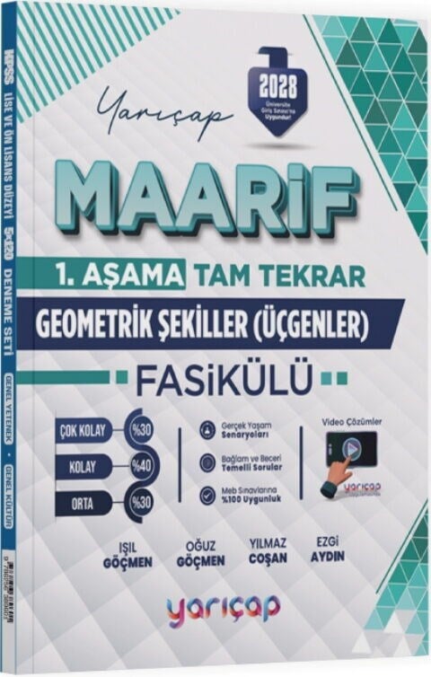 YarıÇap Yayınları 2028 Geometrik Şekiller Maarif Fasikülü 1. Aşama