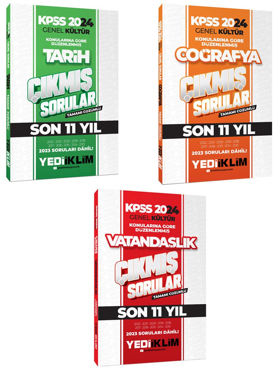 Yediiklim 2024 KPSS Genel Kültür Lisans Konularına Göre Tamamı Çözümlü 11 Yıl Çıkmış Sorular Seti 3 Kitap