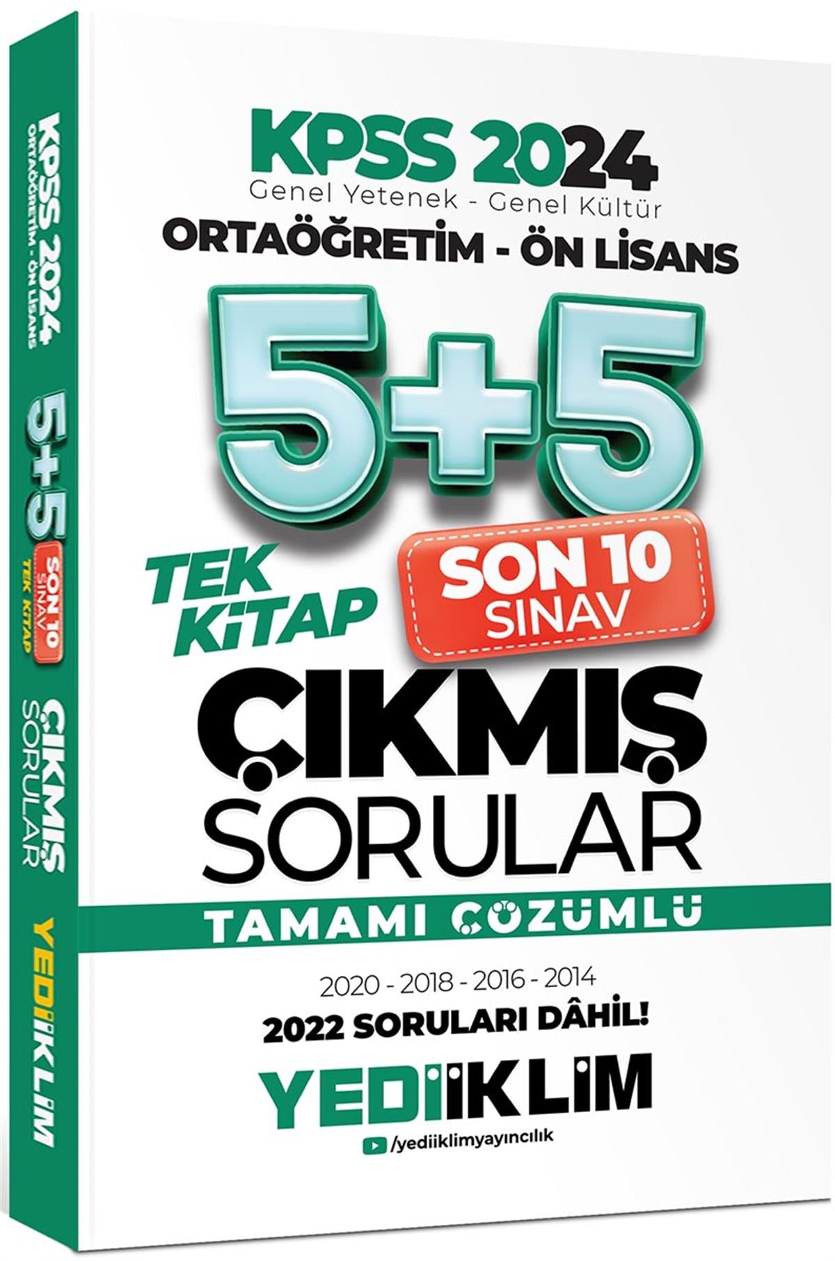 Yediiklim 2024 KPSS Ortaöğretim Ön Lisans Genel Yetenek Genel Kültür Tamamı Çözümlü 5+5 Çıkmış Sorular Tek Kitap