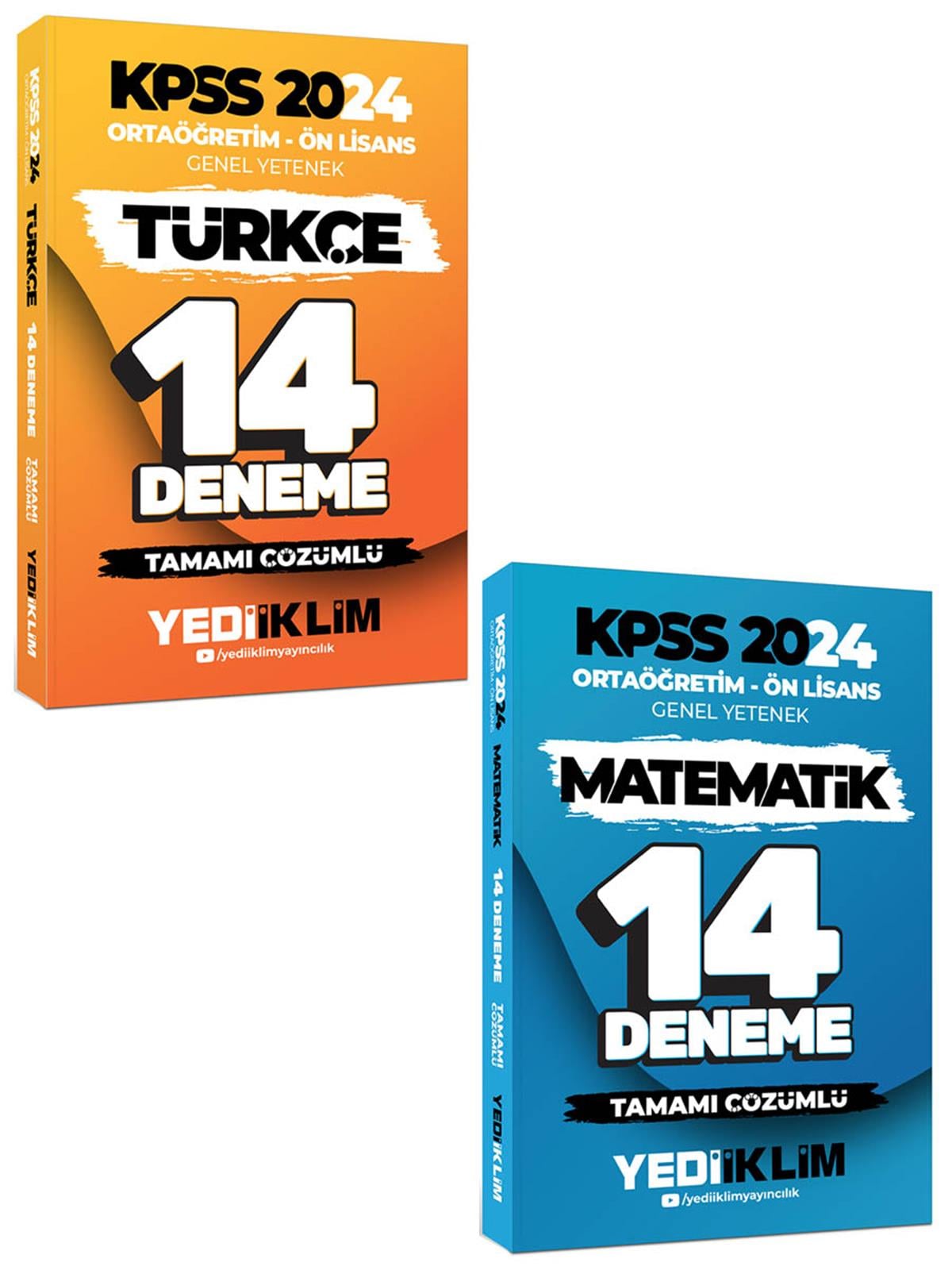 Yediiklim 2024 KPSS Ortaöğretim Ön Lisans Genel Yetenek Türkçe-Matematik 14 Deneme Tamamı Çözümlü