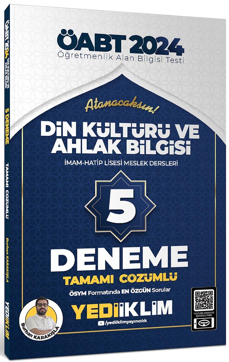 Yediiklim 2024 ÖABT Din Kültürü ve Ahlak Bilgisi İmam  Hatip Lisesi Meslek Dersleri Tamamı Çözümlü 5 Deneme