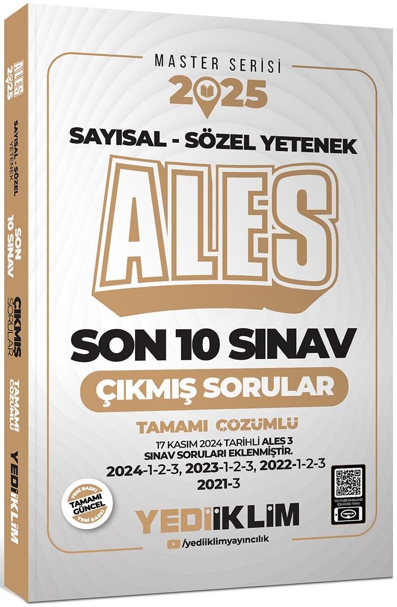 Yediiklim 2025 ALES Master Serisi Sayısal Sözel Yetenek Tamamı Çözümlü Son 10 Sınav Çıkmış Sorular