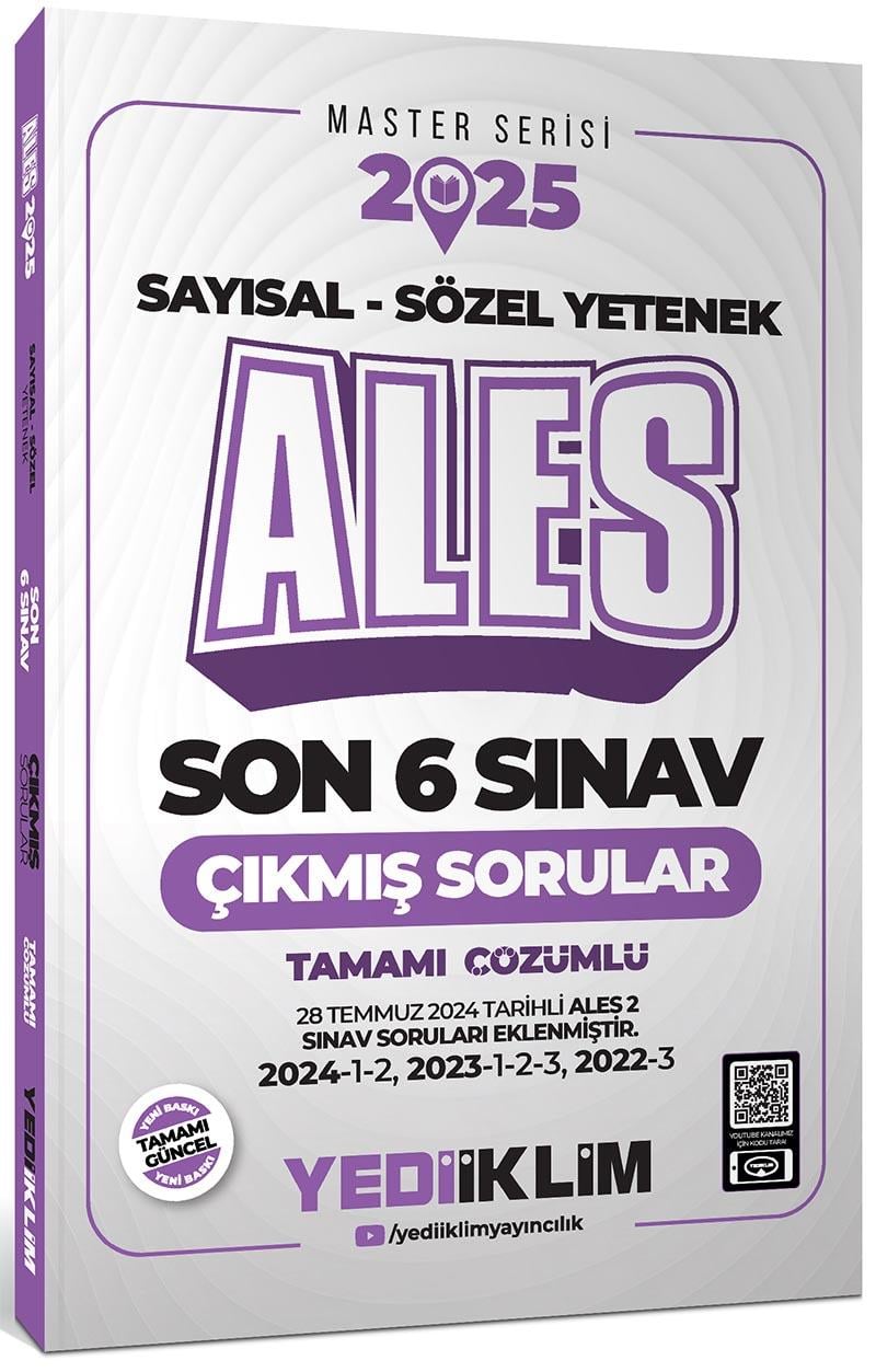 Yediiklim 2025 ALES Sayısal Sözel Yetenek Tamamı Çözümlü Son 6 Sınav Çıkmış Sorular