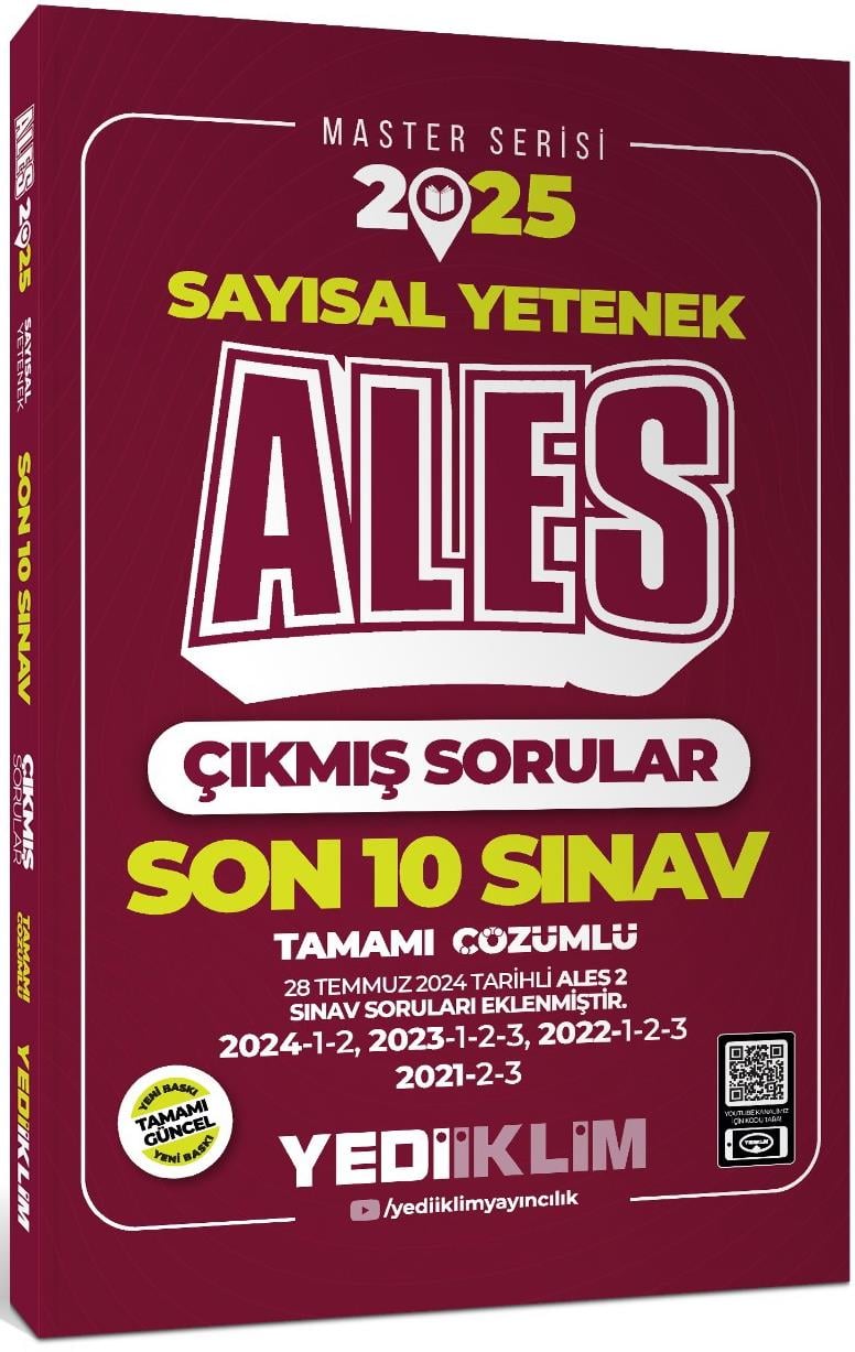 Yediiklim 2025 ALES Sayısal Yetenek Son 10 Sınav Tamamı Çözümlü Çıkmış Sorular