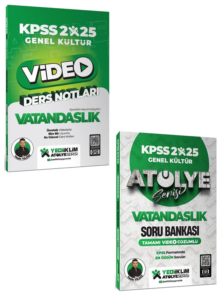 Yediiklim 2025 KPSS Atölye Serisi GK Vatandaşlık Video Ders Notları ve Soru Bankası Seti 2 Kitap