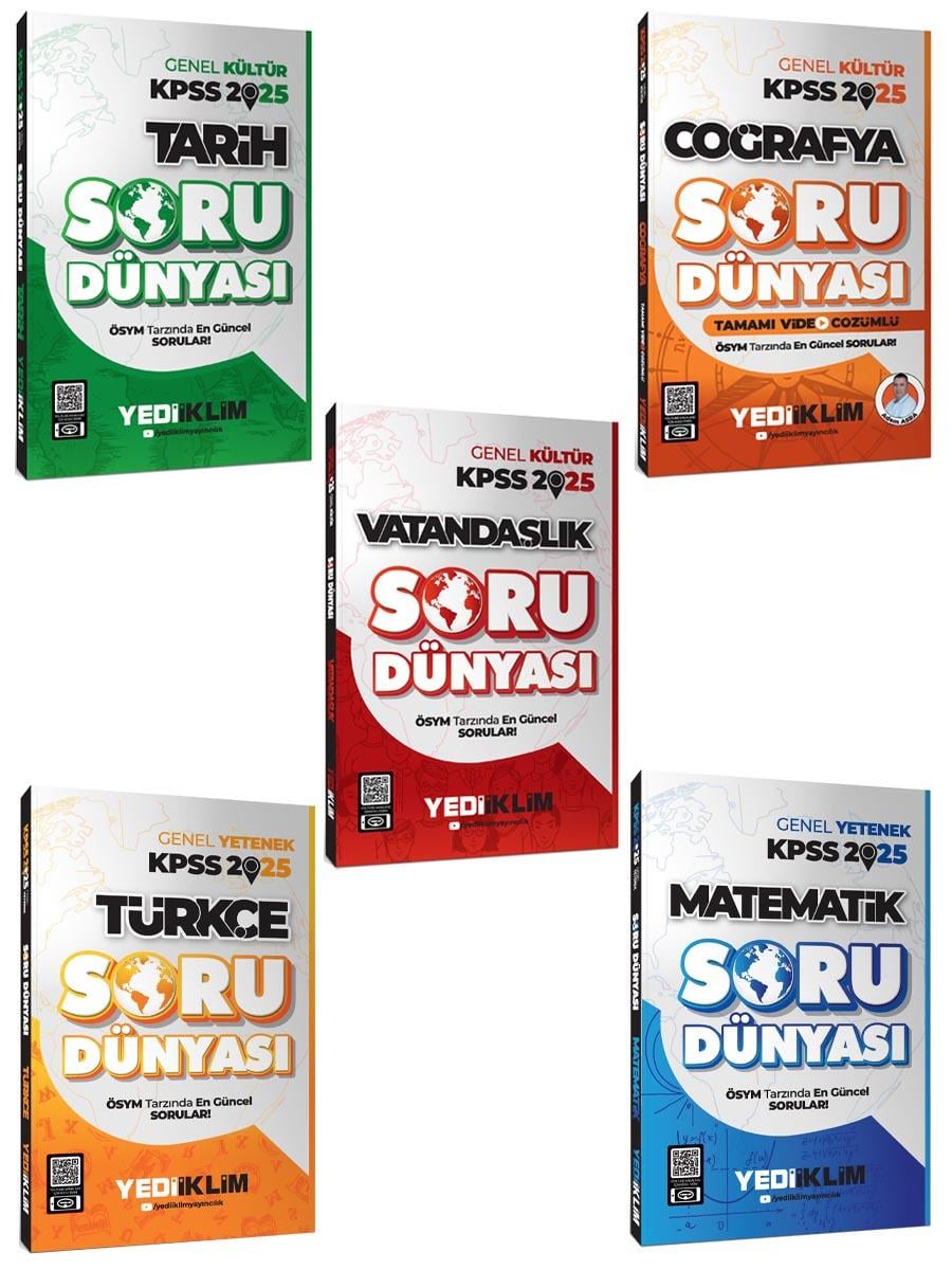 Yediiklim 2025 KPSS Genel Kültür Genel Yetenek Soru Dünyası 5 li Set