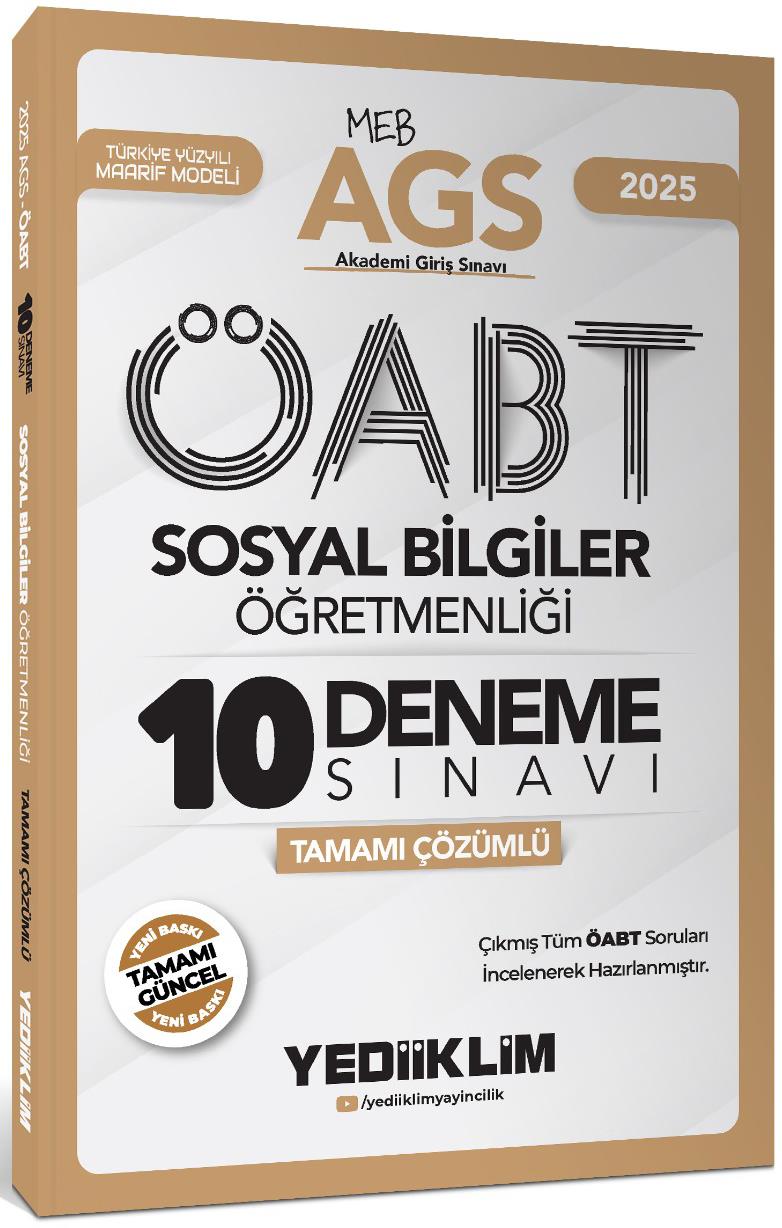 Yediiklim 2025 MEB AGS ÖABT Sosyal Bilgiler Öğretmenliği Tamamı Çözümlü 10 Deneme Sınavı
