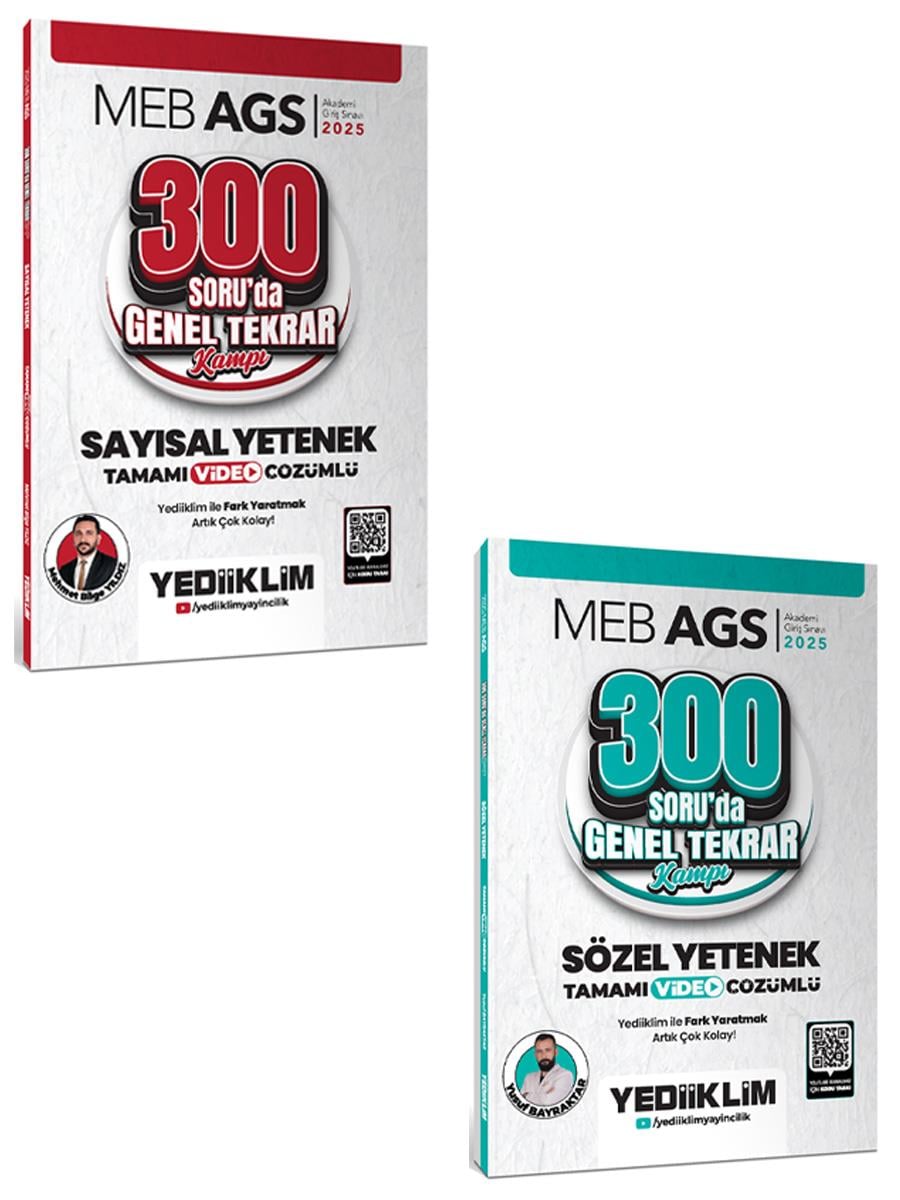 Yediiklim 2025 MEB AGS Sayısal Sözel Yetenek 300 Soruda Tamamı Video Çözümlü Genel Tekrar Kampı 2 li Set