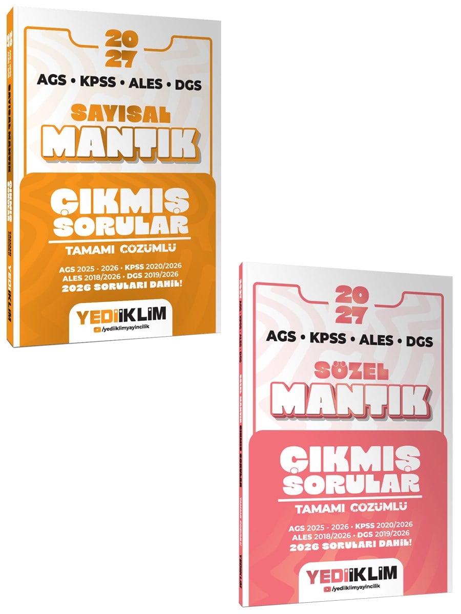 Yediiklim 2026 AGS KPSS ALES DGS Sayısal-Sözel Mantık Tamamı Çözümlü Çıkmış Sorular Seti 