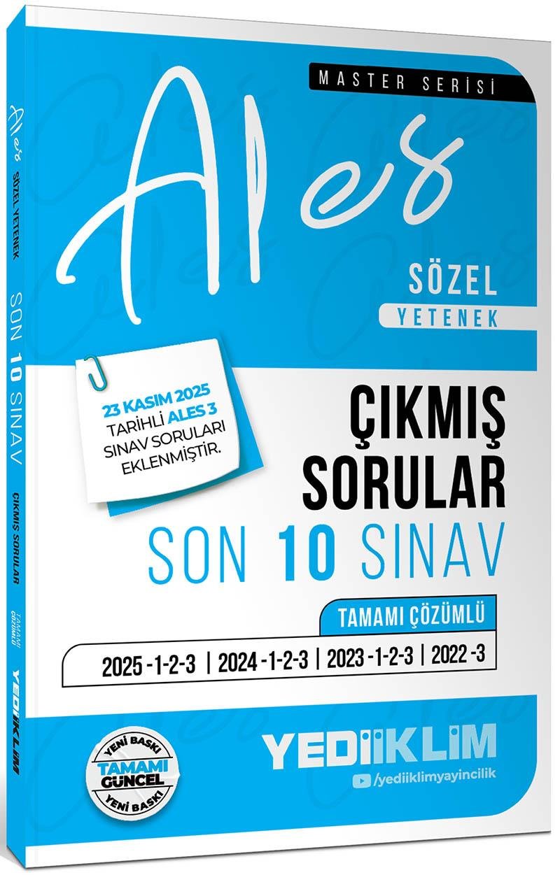 Yediiklim 2026 ALES Sözel Yetenek Tamamı Çözümlü Son 10 Sınav Çıkmış Sorular