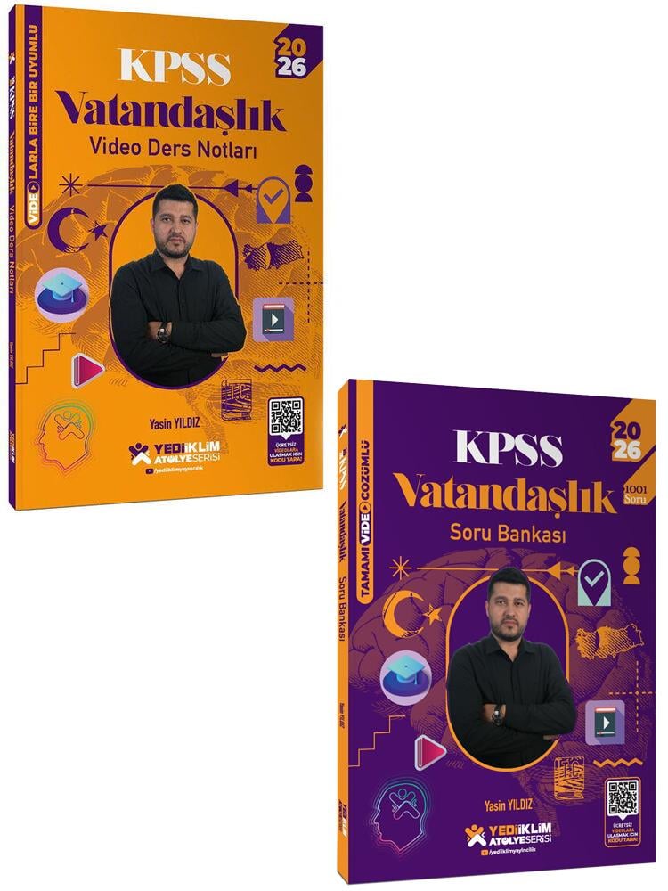 Yediiklim 2026 KPSS Atölye Serisi Genel Kültür Vatandaşlık Video Ders Notu ve Soru Bankası Seti 2 Kitap
