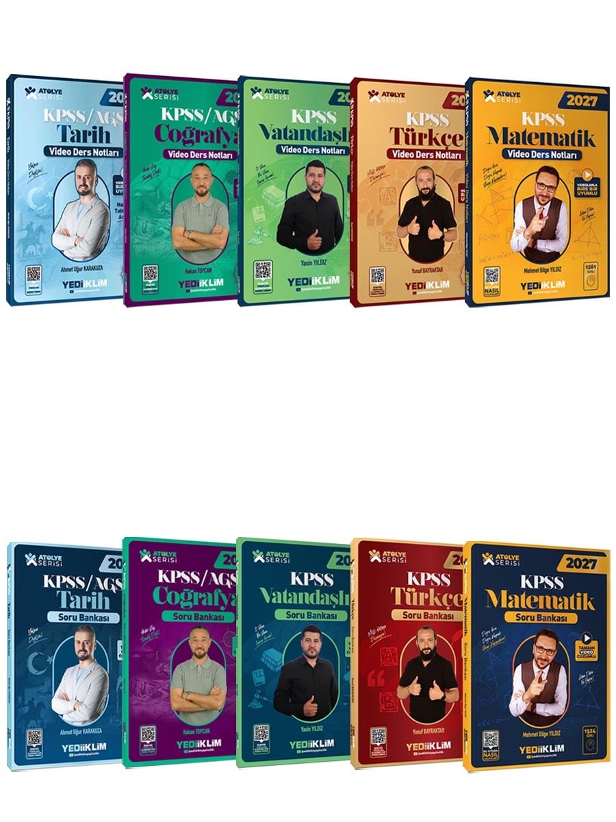 Yediiklim 2026 KPSS Atölye Serisi GY-GK Video Ders Notları ve Soru Bankası Full Set 10 Kitap