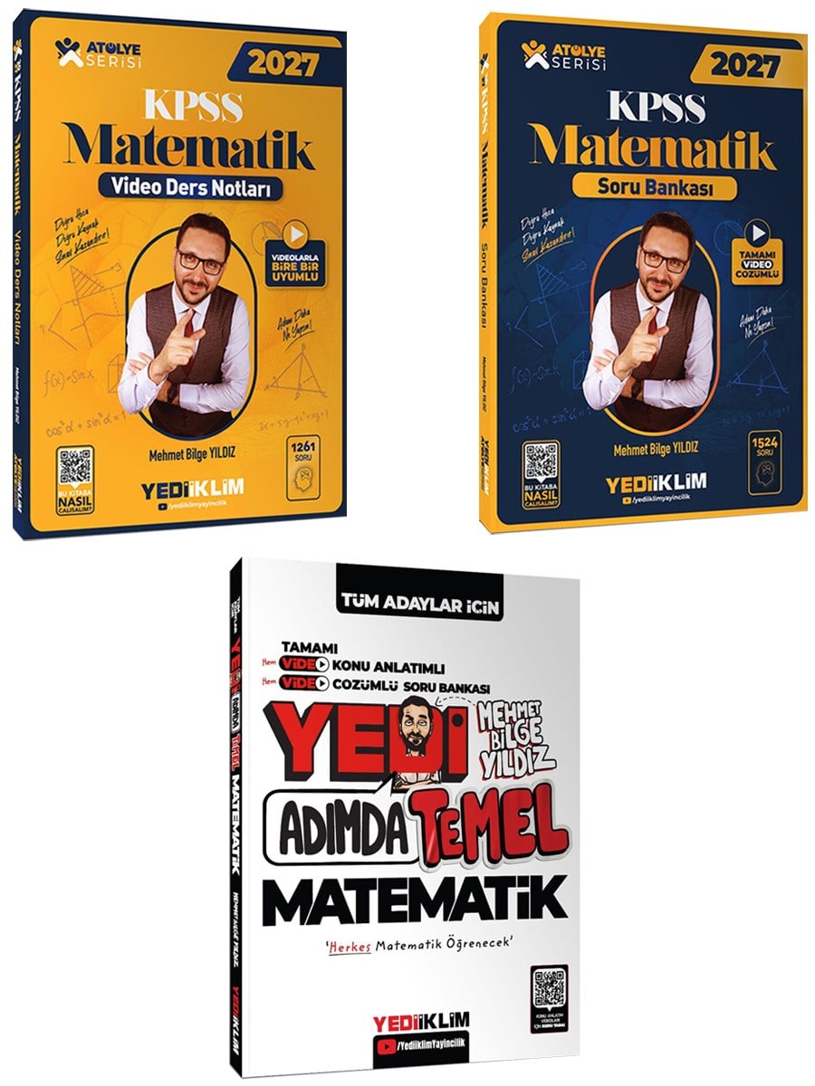 Yediiklim 2026 KPSS Atölye Serisi Matematik Video Ders Notları+Soru Bankası ve Yedi Adımda Temel Matematik Set