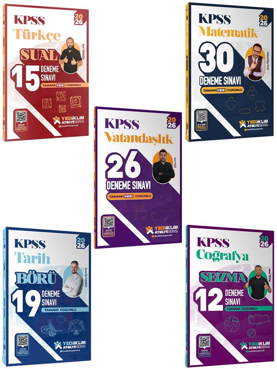Yediiklim 2026 KPSS Atölye Serisi Tüm Dersler  Deneme Sınavı Full Set 5 Kitap