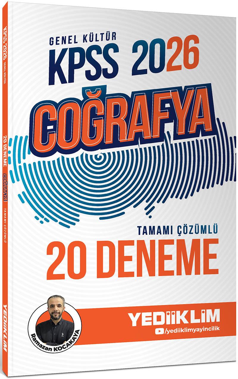 Yediiklim 2026 KPSS Genel Kültür Coğrafya Tamamı Çözümlü 20 Deneme Ramazan KOCAKAYA