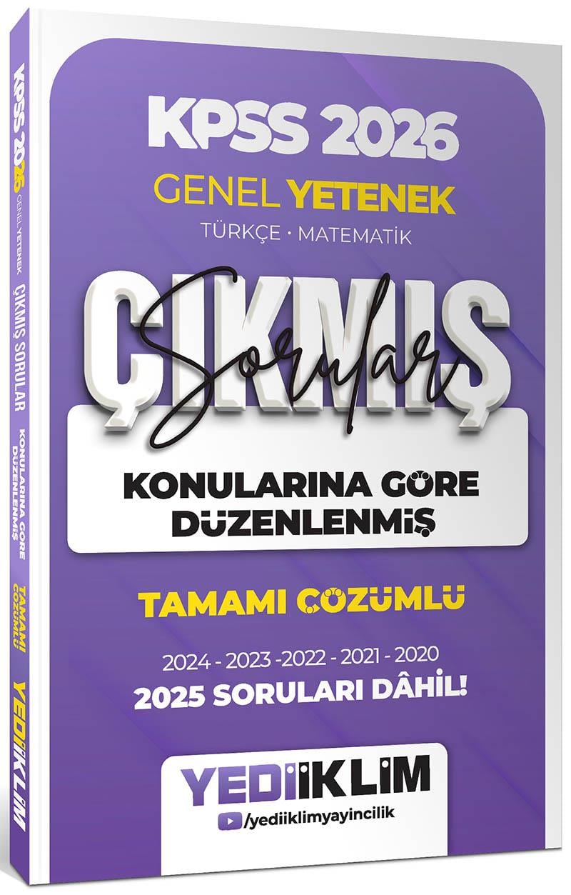 Yediiklim 2026 KPSS Genel Yetenek Konularına Göre Düzenlenmiş Tamamı Çözümlü Çıkmış Sorular