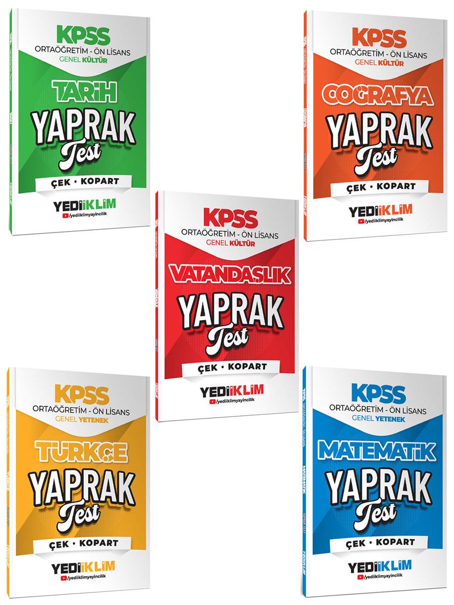 Yediiklim 2026 KPSS Ortaöğretim Ön Lisans GY-GK Tüm Dersler Çek Kopart Yaprak Test 5 li Set