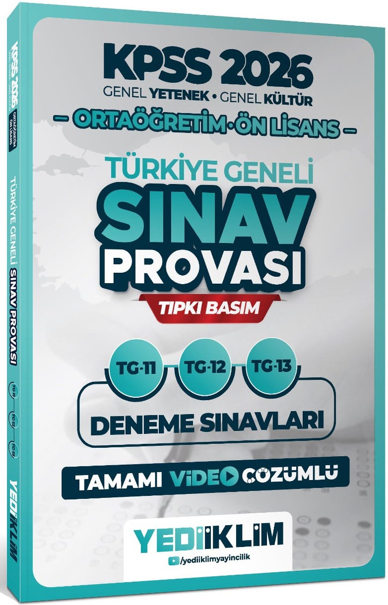 Yediiklim 2026 KPSS Ortaöğretim Ön Lisans GY-GK Türkiye Geneli Sınav Provası Tıpkı Basım 11-12-13 Deneme Sınavları Tamamı Video Çözümlü