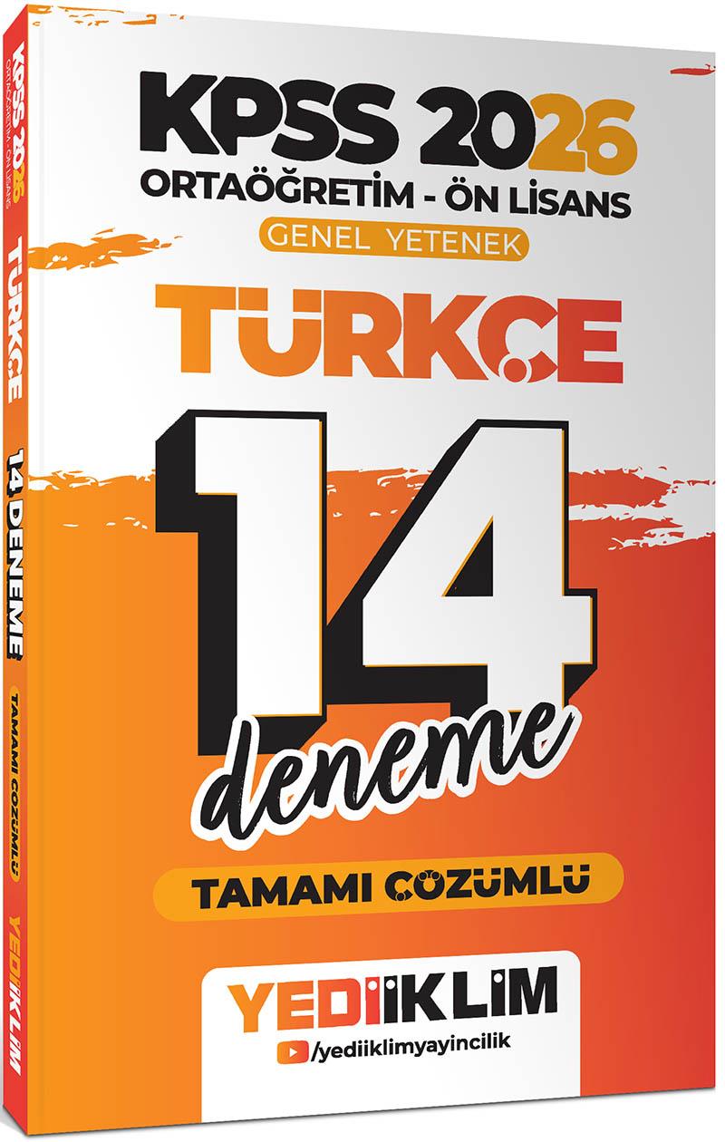 Yediiklim 2026 KPSS Ortaöğretim Ön Lisans Genel Yetenek Türkçe Tamamı Çözümlü 14 Deneme