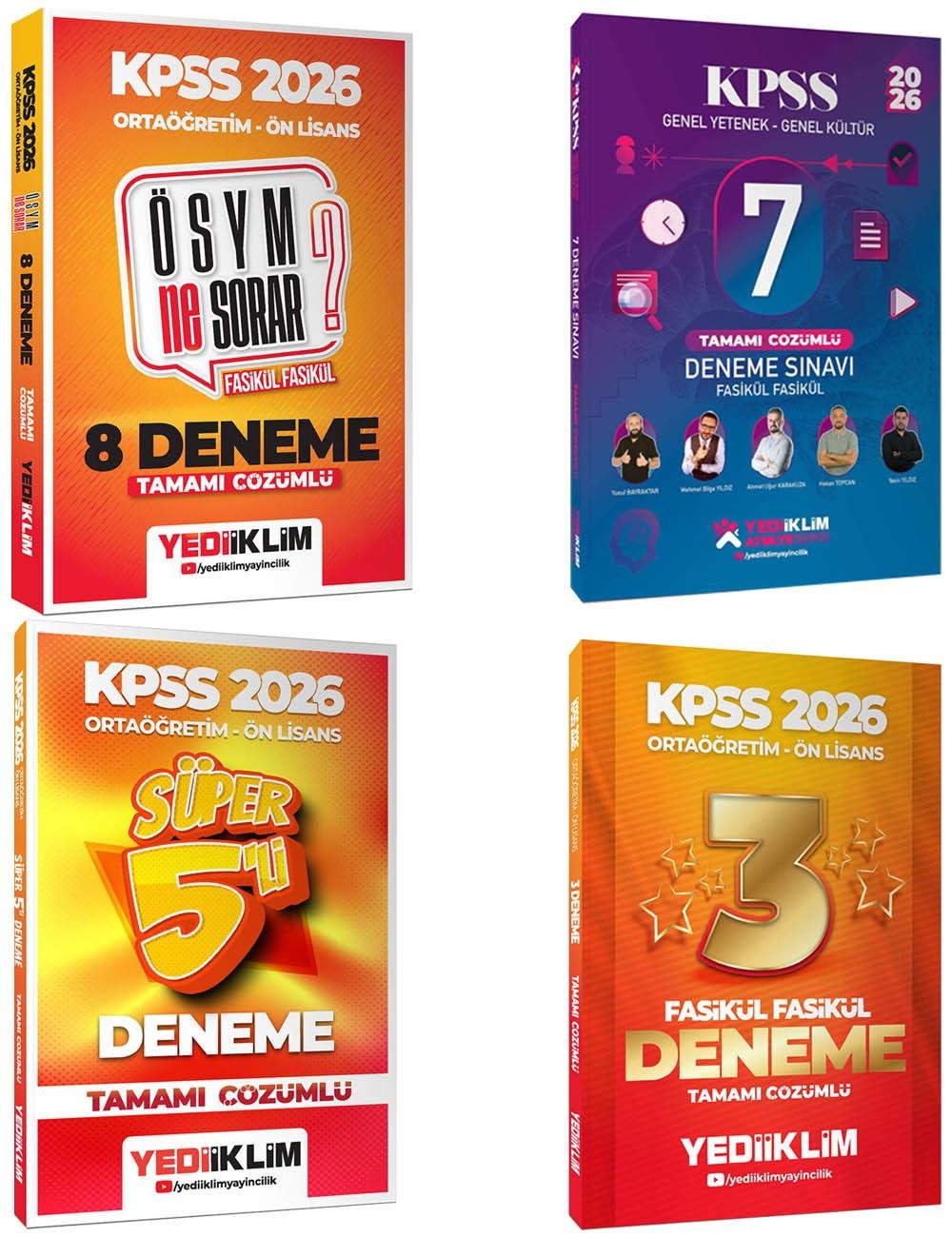 Yediiklim 2026 KPSS Ortaöğretim Ön Lisans Net Arttıran Deneme Seti