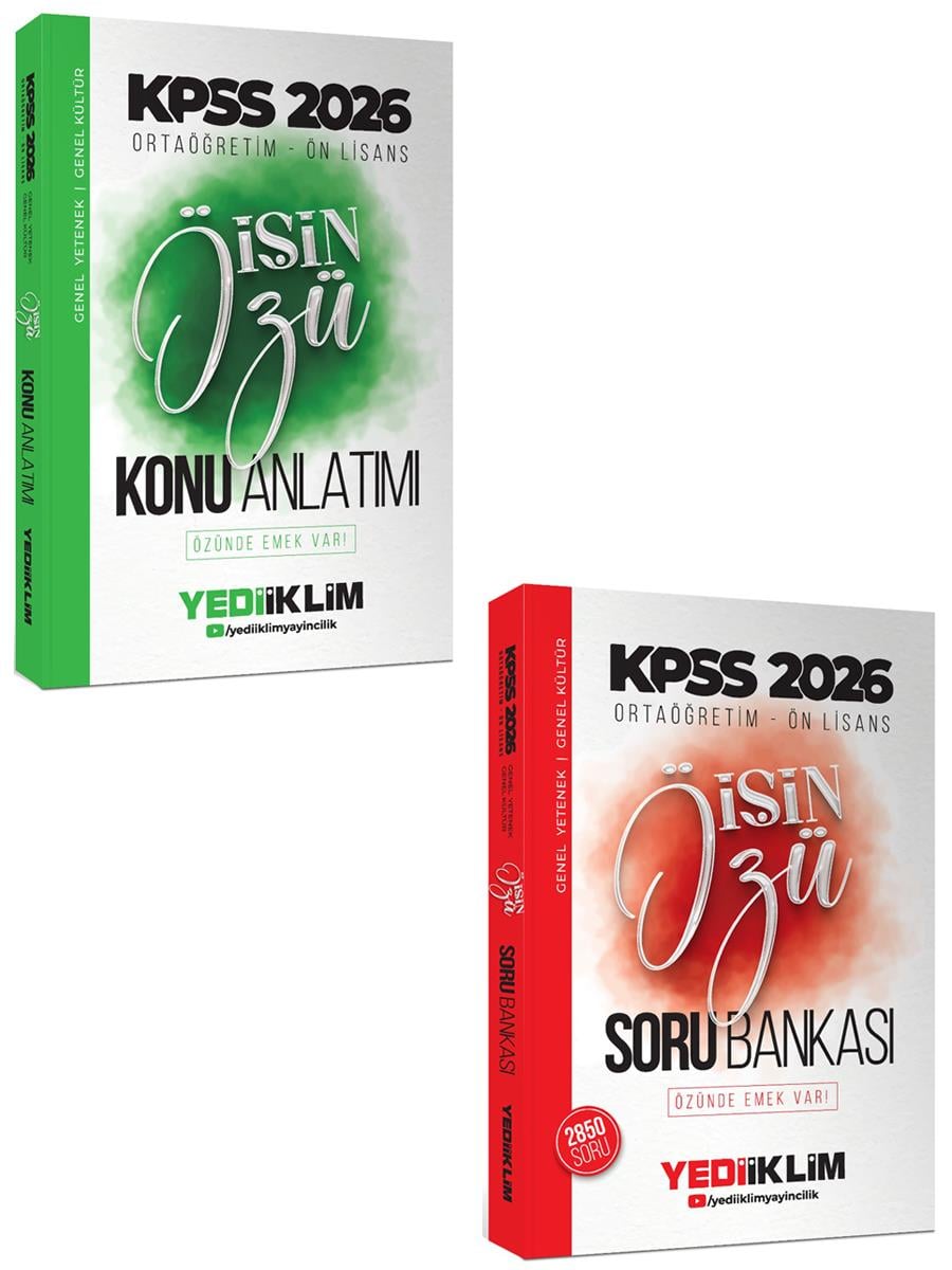 Yediiklim 2026 KPSS Ortaöğretim Ön Lisans İŞİN ÖZÜ Konu Anlatımı ve Soru Bankası 2 li Set