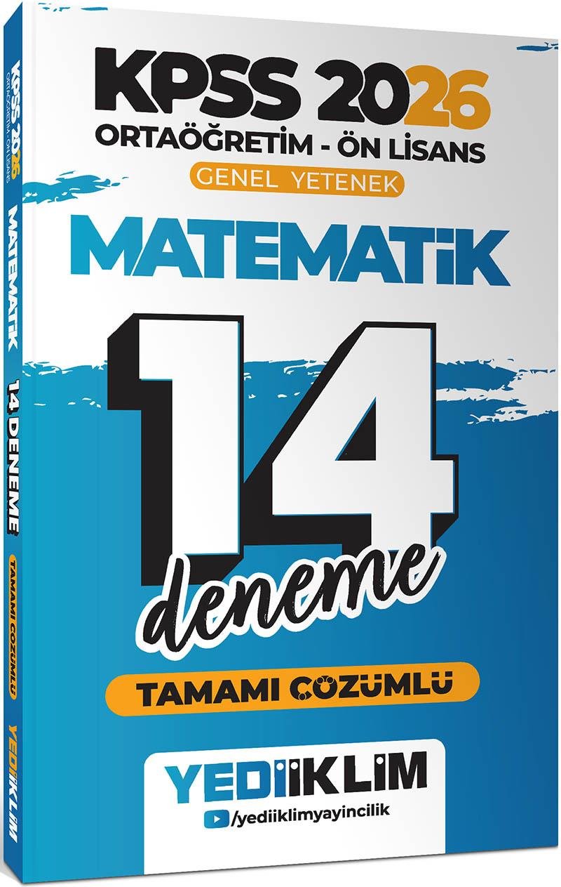 Yediiklim 2026 KPSS Ortaöğretim Ön Lisans Genel Yetenek Matematik Tamamı Çözümlü 14 Deneme