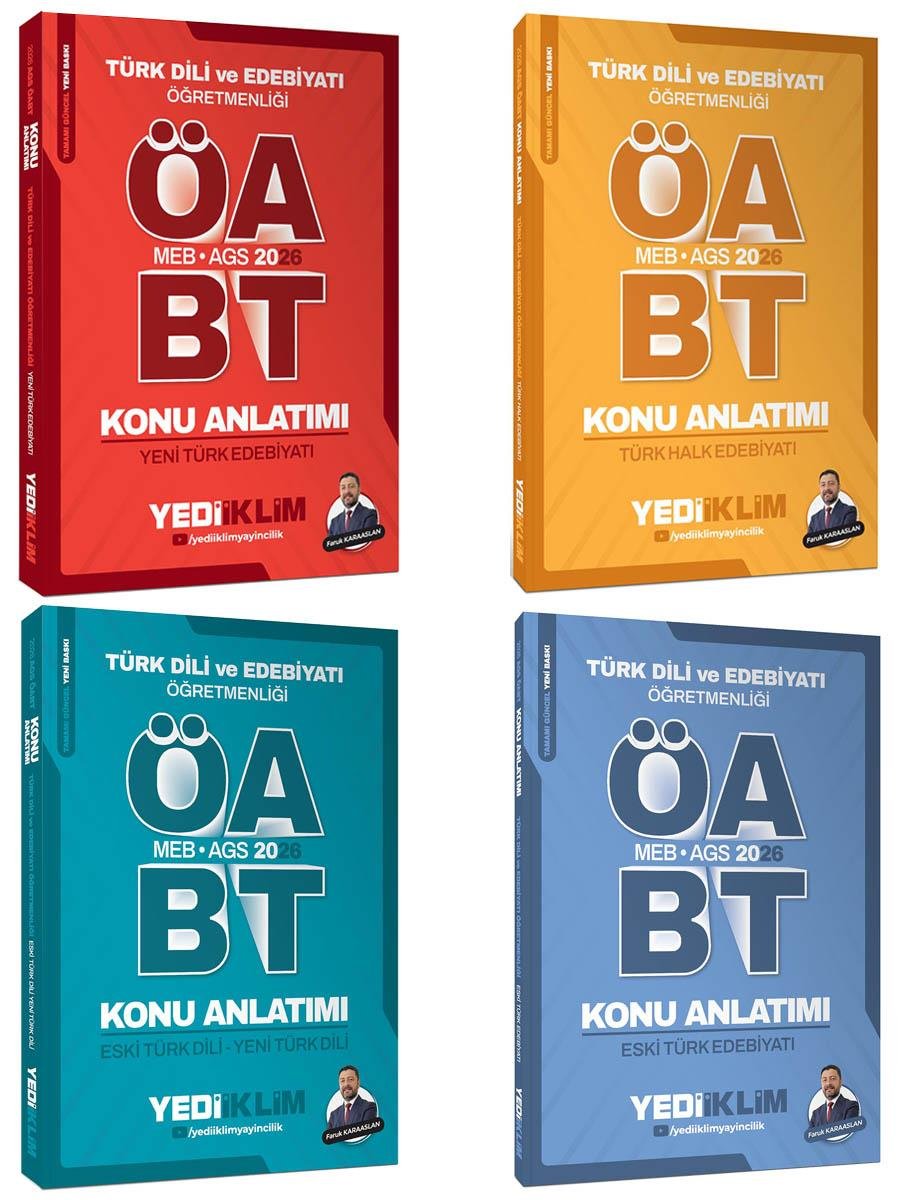Yediiklim 2026 MEB AGS ÖABT Türk Dili ve Edebiyatı Öğretmenliği Konu Anlatımlı Set 4 Kitap