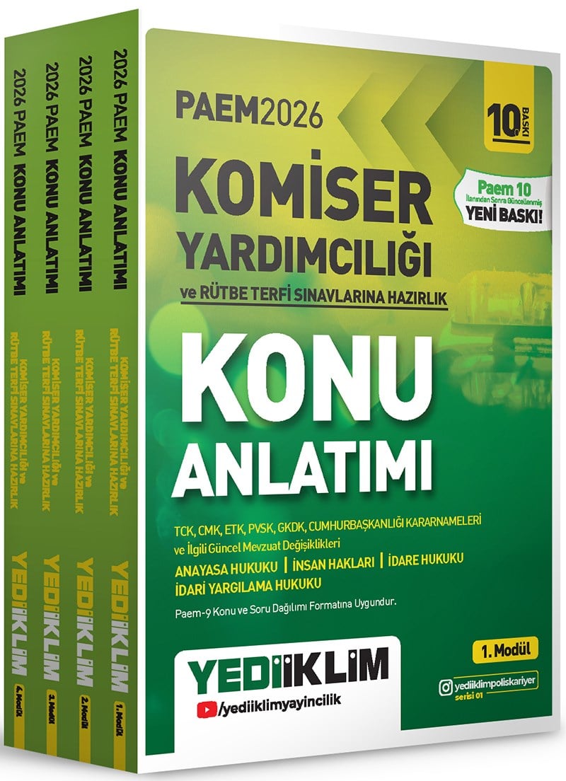 Yediiklim 2026 PAEM Komiser Yardımcılığı ve Rütbe Terfi Sınavlarına Hazırlık Konu Anlatımı Seti 4 Modül