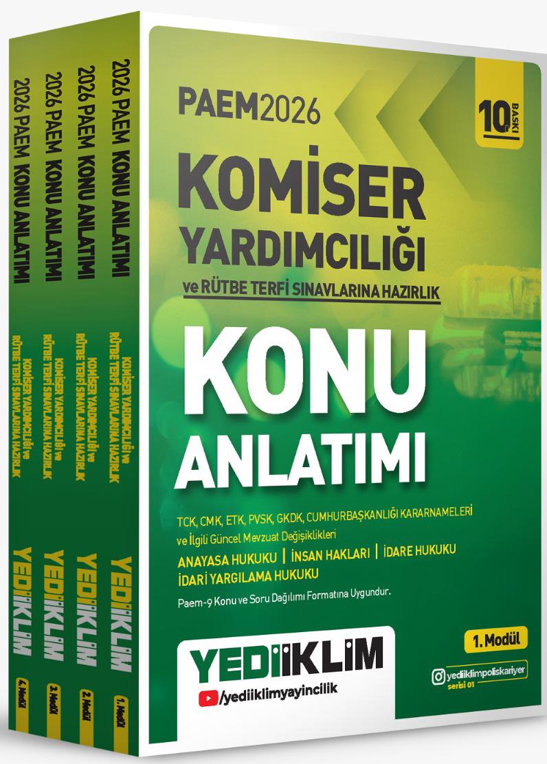 Yediiklim 2026 PAEM Komiser Yardımcılığı ve Rütbe Terfi Sınavlarına Hazırlık Konu Anlatımı Seti 4 Modül